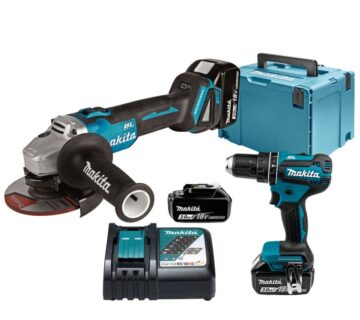 Makita set bušilica-brusilica 18V 18V 3x baterija+punjač - cover