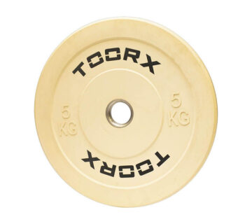 Olimpijski bumper pločati uteg Toorx 5 kg, bijeli - cover