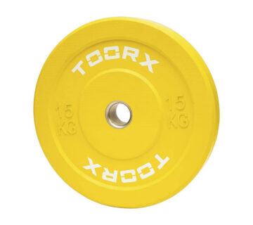 Olimpijski bumper pločati uteg Toorx 15 kg, žuti - cover