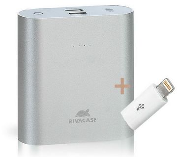 Prijenosna baterija RivaPower VA1015 (15000mAh) Silver, kabel microUSB + adapter microUSB-&gt;Lightning, metalno kućište - cover