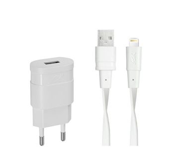 Punjač zidni RivaPower VA4115 WD2 White 1A / 1xUSB + kabel MFi Lightning 1.2m - cover