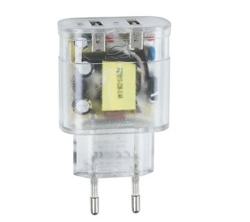 Punjač zidni RivaPower VA4123 TD1 Transparent 3,4A / 2xUSB + kabel microUSB 1.2m - cover