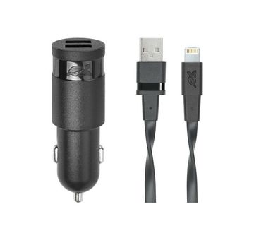 Auto punjač RivaPower VA4225 BD2 Black 3,4A / 2xUSB + kabel MFi Lightning 1.2m - cover