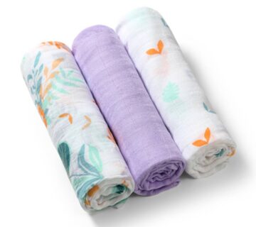 BabyOno Bambus tetra pelene Boho lišće, ljubičasta - cover