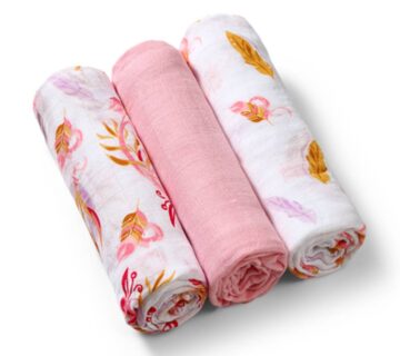 BabyOno Bambus tetra pelene Boho lišće, roza - cover