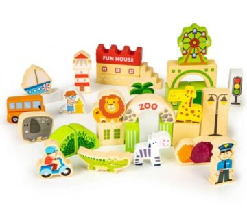 Ecotoys Edukativni drveni blokovi City ZOO od 120 dijelova - cover