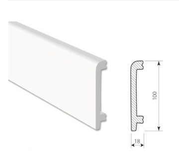 Lajsna za laminat Profifloor bijela duljine 2,4m - visina od 60 do 120mm - podna lajsna - Bijela PF0110 100x18mm - cover
