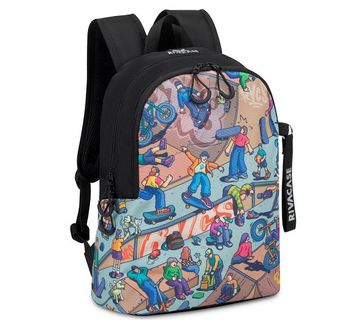 Ruksak RivaCase Agora 5420 black Urban Print backpack "Skaters", 12L - cover