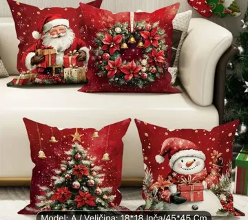 Set od 4 božićne jastučnice - Crvene 45x45cm - cover