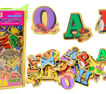Set of Wooden Letters Pictures Magnets 26 Pieces - cover