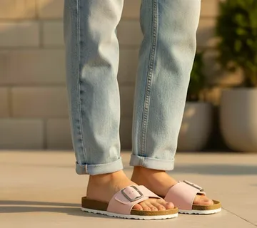 Anatomske kožne natikače sa širim remenom– pastelno ružičasta - cover