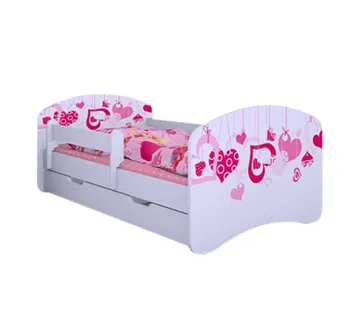 Drveni dječji krevet Happy padajuća srca s ladicom – 180*90 - cover