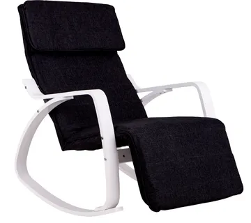 Stolica za ljuljanje s osloncom za noge crno - bijela - cover