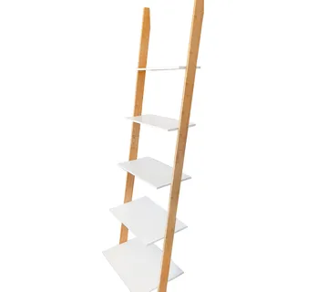 Moderna polica od bambusa ljestve bijela - cover
