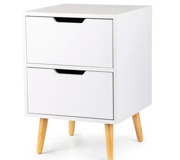 Moderni noćni ormarić s 2 ladice bijeli - cover