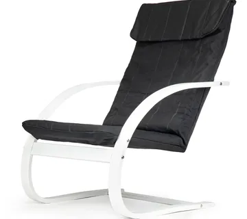 Fotelja za ljuljanje crna s bijelim naslonom za ruke - cover