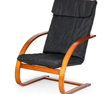 Fotelja za ljuljanje crna sa smeđim naslonom za ruke - cover