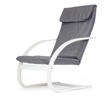 Fotelja za ljuljanje siva s bijelim naslonom za ruke - cover