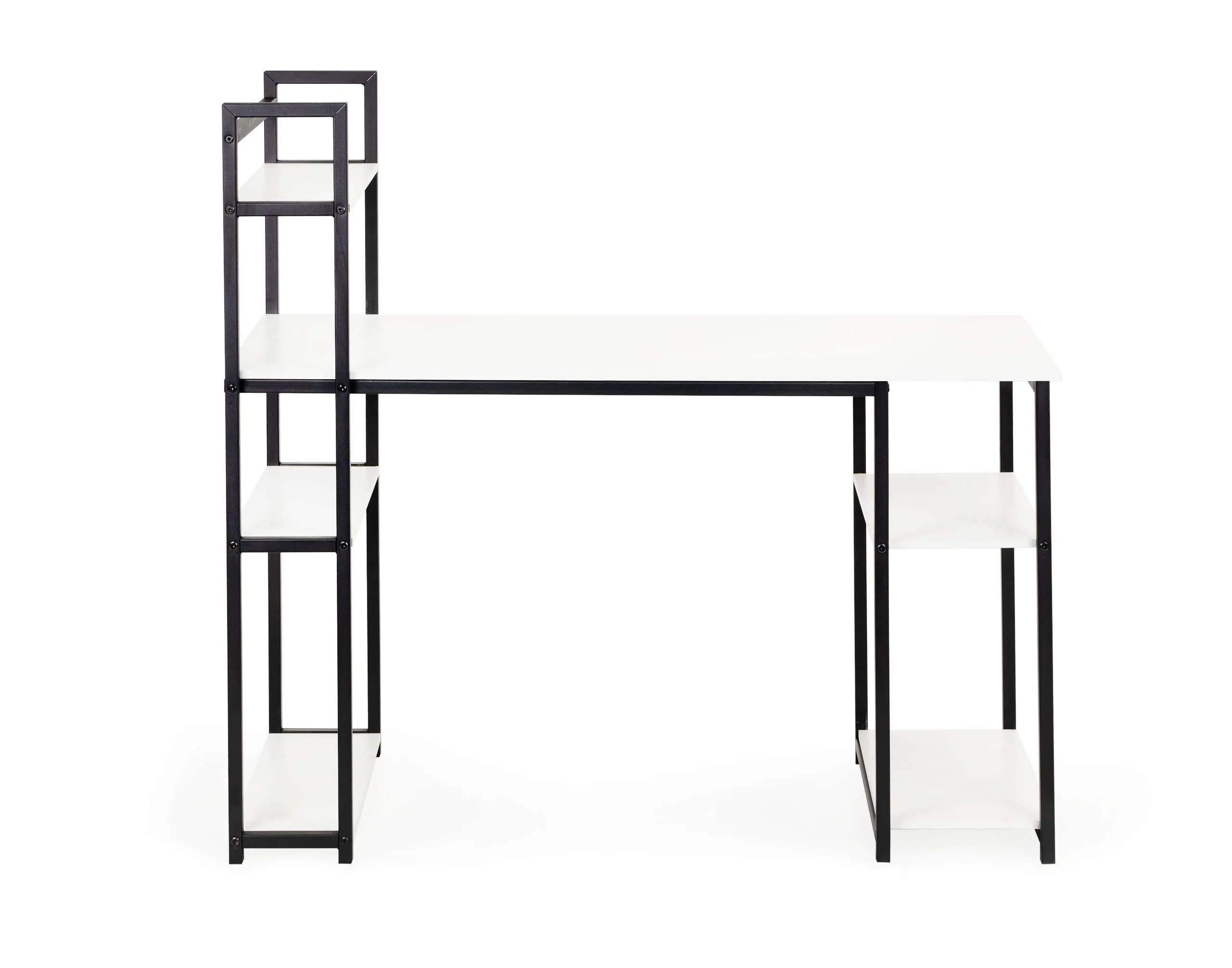 Metalni radni stol u LOFT stilu s 5 polica bijeli - cover