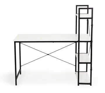 Metalni radni stol u LOFT stilu s 3 polica bijeli - cover