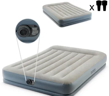 INTEX veliki madrac na napuhavanje s električnom pumpom 203 x 152cm svijetlo sivi - cover