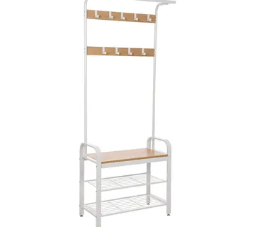 Vješalica za odjeću sa policama - bijela - cover