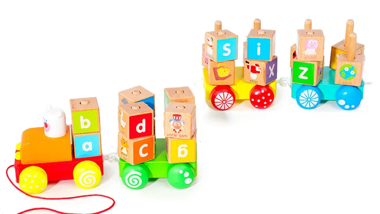Drveni vlak veliki edukativni blokovi abeceda Ecotoys - cover
