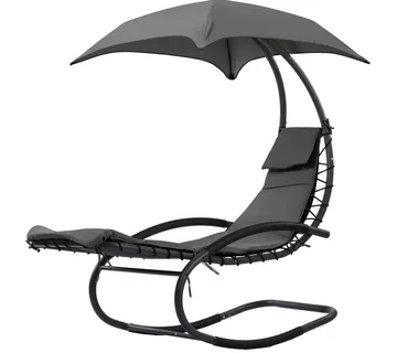 Vrtna stolica za ljuljanje s krovom crna - cover