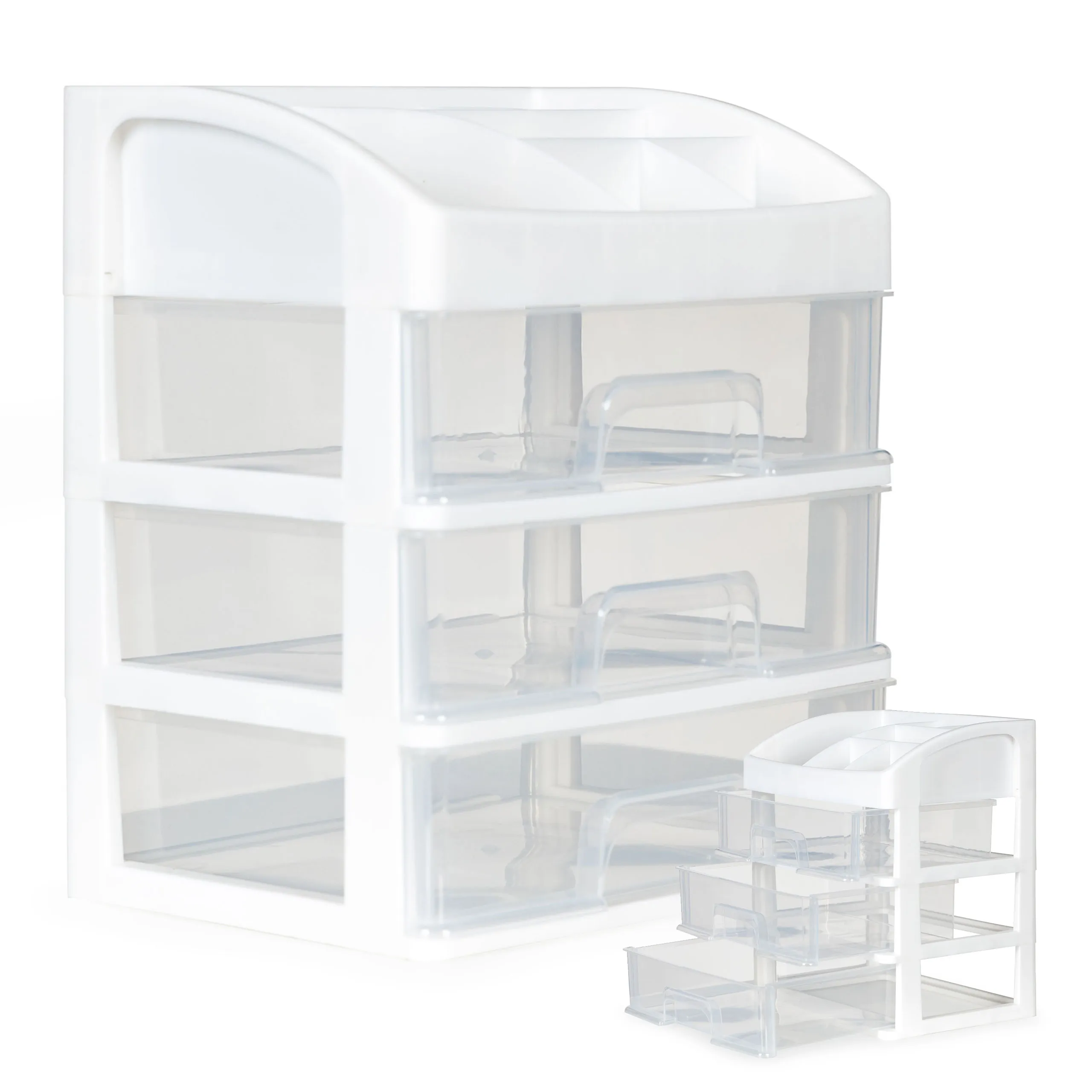 ModernHome funkcionalni organizator s ladicama bijeli  - cover