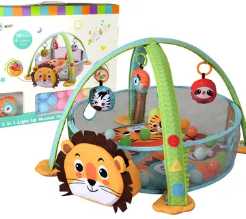 Ograđena prostirka za bebe s dodacima lav - cover