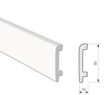 Lajsna za laminat Profifloor bijela duljine 2,4m - visina od 60 do 120mm - podna lajsna - Bijela PF0108 80x18mm - cover