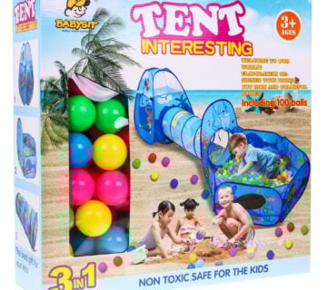 Dječji šator "Intresting" s tunelom i loptama 3u1 - plavi - cover