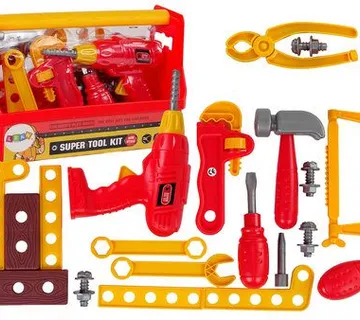 Dječji DIY set s alatom u kutiji crveno - žuti - cover