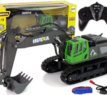 Bager gusjeničar s metalnom kabinom na dlajinsko upravljanje 1:18 2,4 GHz - sivo/zeleni - cover