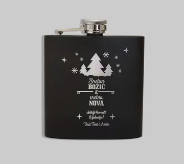 Personalizirana crna pljoska – Sretan Božić i Nova godina 2024. - cover