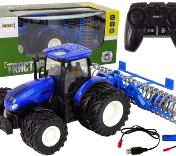 Traktor na daljinsko upravljanje 1:24 plug - plavi - cover
