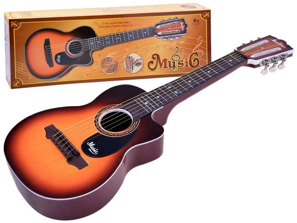 Dječja gitara s 6 žica - smeđa - cover
