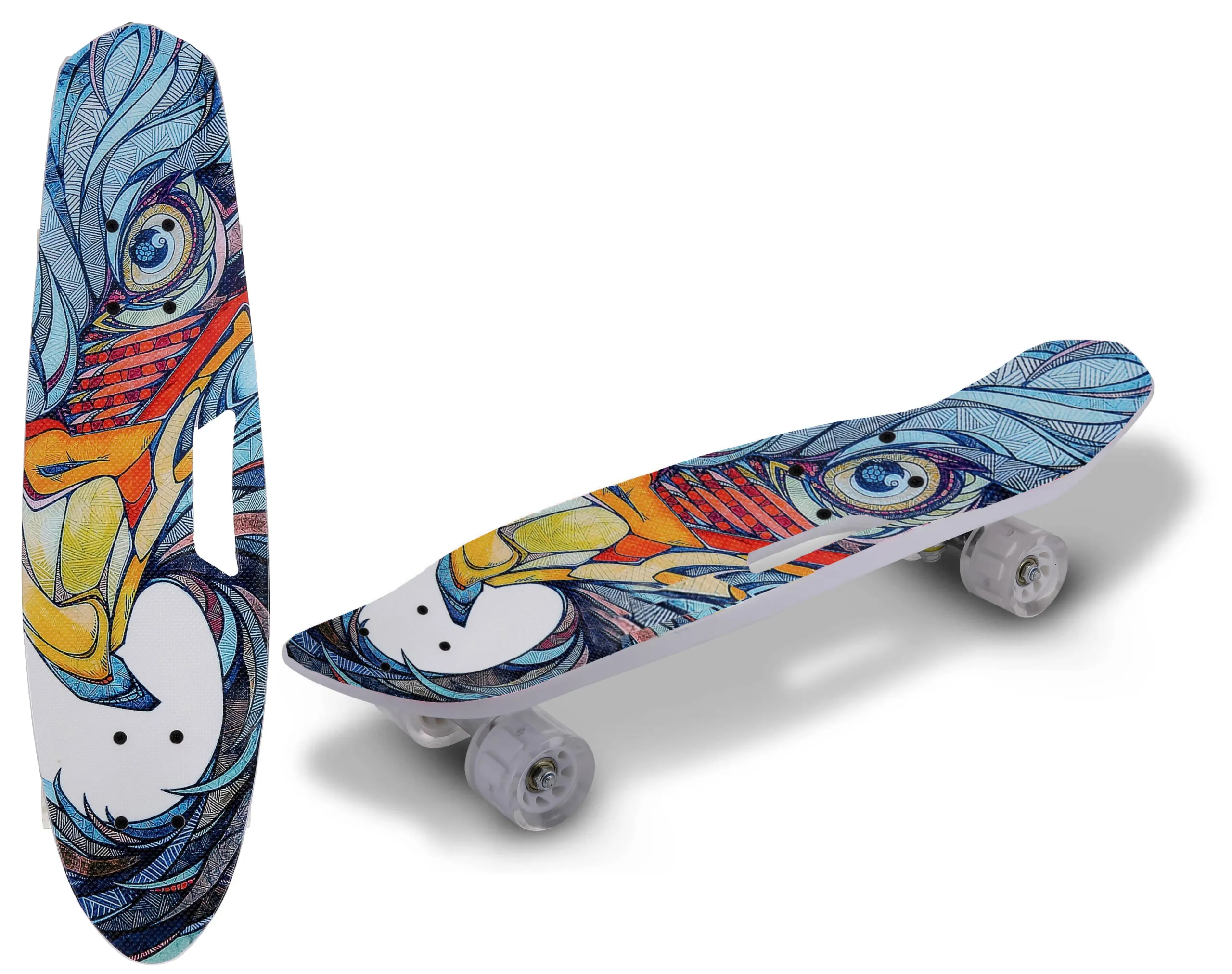 Skateboard s drškom i svjetlećim RGB LED kotačima - cover