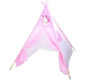 Indijanski šator Teepee s jednorogom - roza - cover