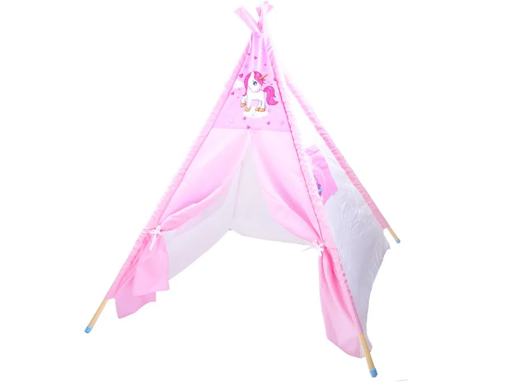 Indijanski šator Teepee s jednorogom - roza - cover