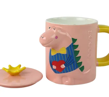 Roza šalica za čaj dinosaur 400ml - cover