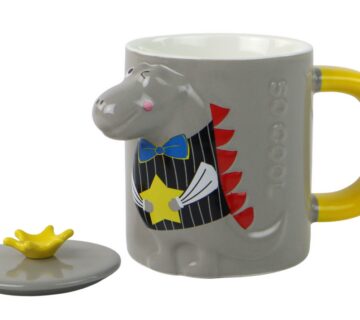 Siva šalica za čaj dinosaur 400ml - cover