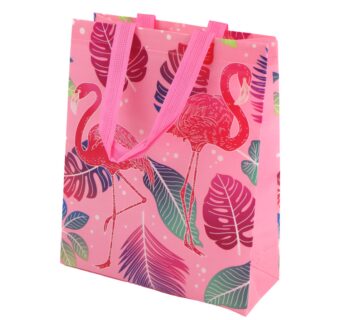 Poklon vrećica 30.5cm x 24.5cm x 10cm roza flamingosi - cover