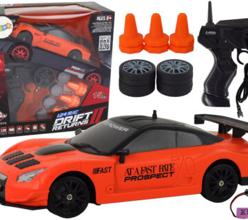 Auto na daljinsko upravljanje R/C 1:24  s izmjenjivim kotačima - narančasti - cover