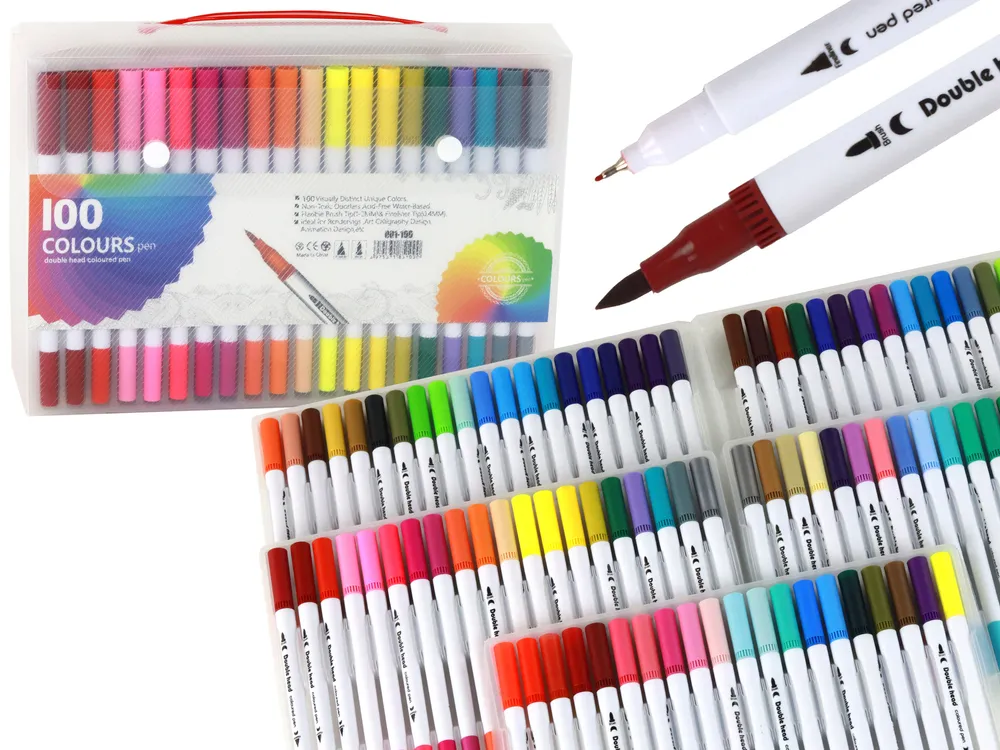 Set od 100 šarenih flomastera u organizatoru - cover