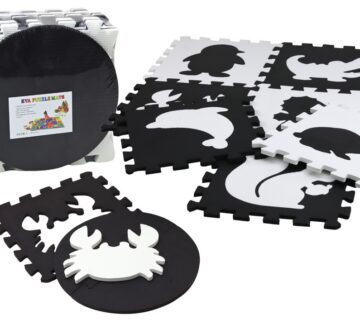 Pjenasta puzzle podloga/ogradica za igru crno bijela 19 elemenata - cover