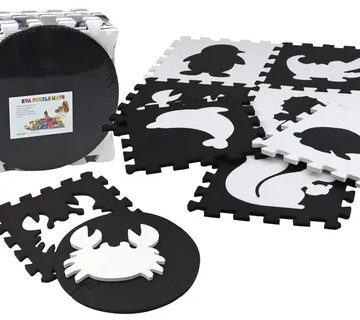 Pjenasta puzzle podloga/ogradica za igru crno bijela 19 elemenata - cover