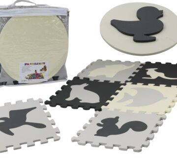 Edukativna podloga za igru - puzzle s elementima raznih životinja, siva 28 elemenata - cover