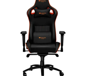 CANYON Corax GС-5, Gaming chair, PU leather, Cold molded foam, Metal Frame , Frog mechanism, 90-165 dgree, 4D armrest, Tilt Lock, Class 4 gas lift, metal 5 Stars Base, 60mm PU caster,black+Orange. - cover