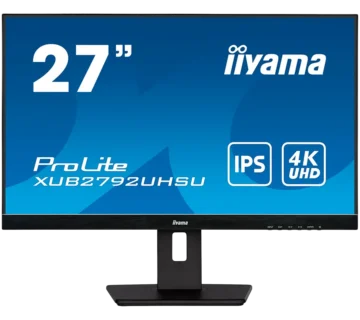 IIYAMA 27&quot; ETE IPS-panel, 3840x2160 UHD, 4ms, 15cm height adj. stand, 300cd/m², DVI, HDMI, DisplayPort, Speakers, USB-HUB 2x 3.0 - cover